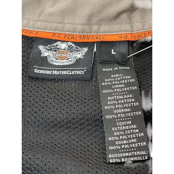 Harley Davidson Mechanic Motorcycle Shirt Button-Up Embroidered Gray Mens Size L - Picture 4 of 8